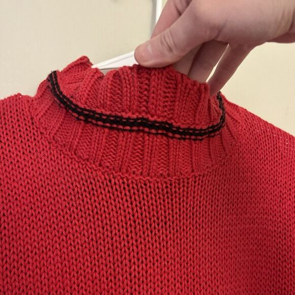 Vtg Esprit Red Black Star Sweater Cotton Sport 90s Y2K Large Womens Retro Punk - Picture 9 of 11